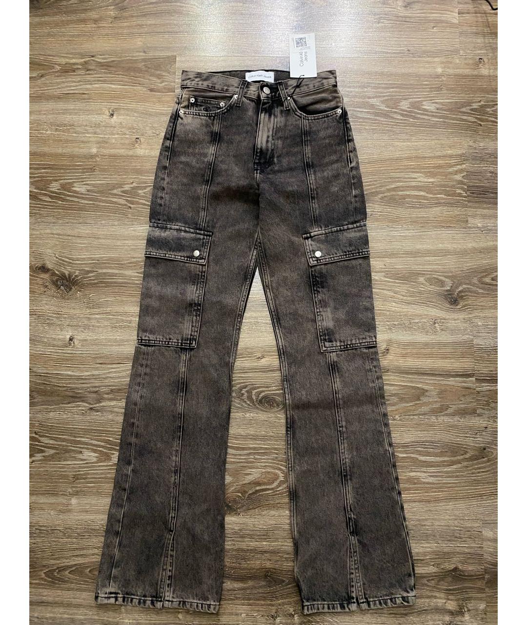 CALVIN KLEIN Коричневые хлопко-эластановые джинсы клеш, фото 5