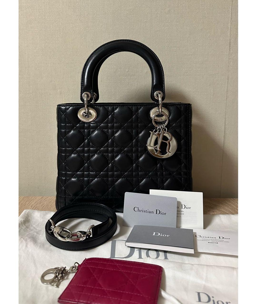 CHRISTIAN DIOR Черная кожаная сумка с короткими ручками, фото 2
