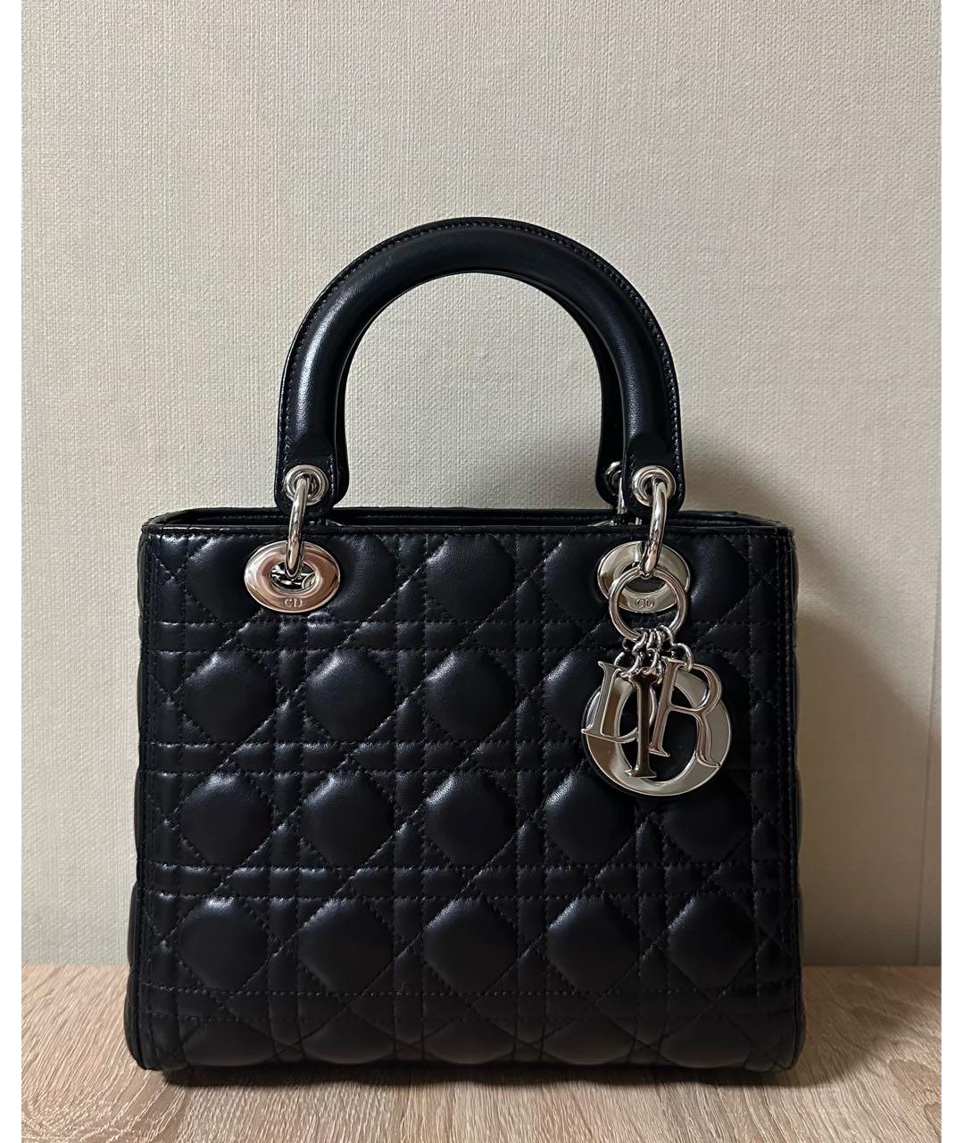 CHRISTIAN DIOR Черная кожаная сумка с короткими ручками, фото 9