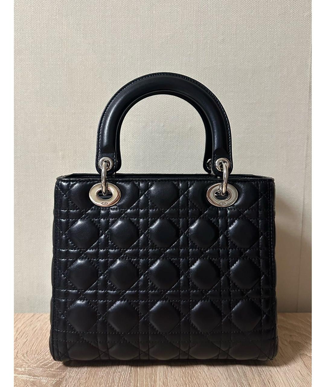 CHRISTIAN DIOR Черная кожаная сумка с короткими ручками, фото 3