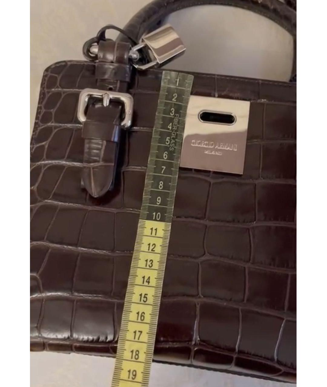 GIORGIO ARMANI Бордовая кожаная сумка тоут, фото 7