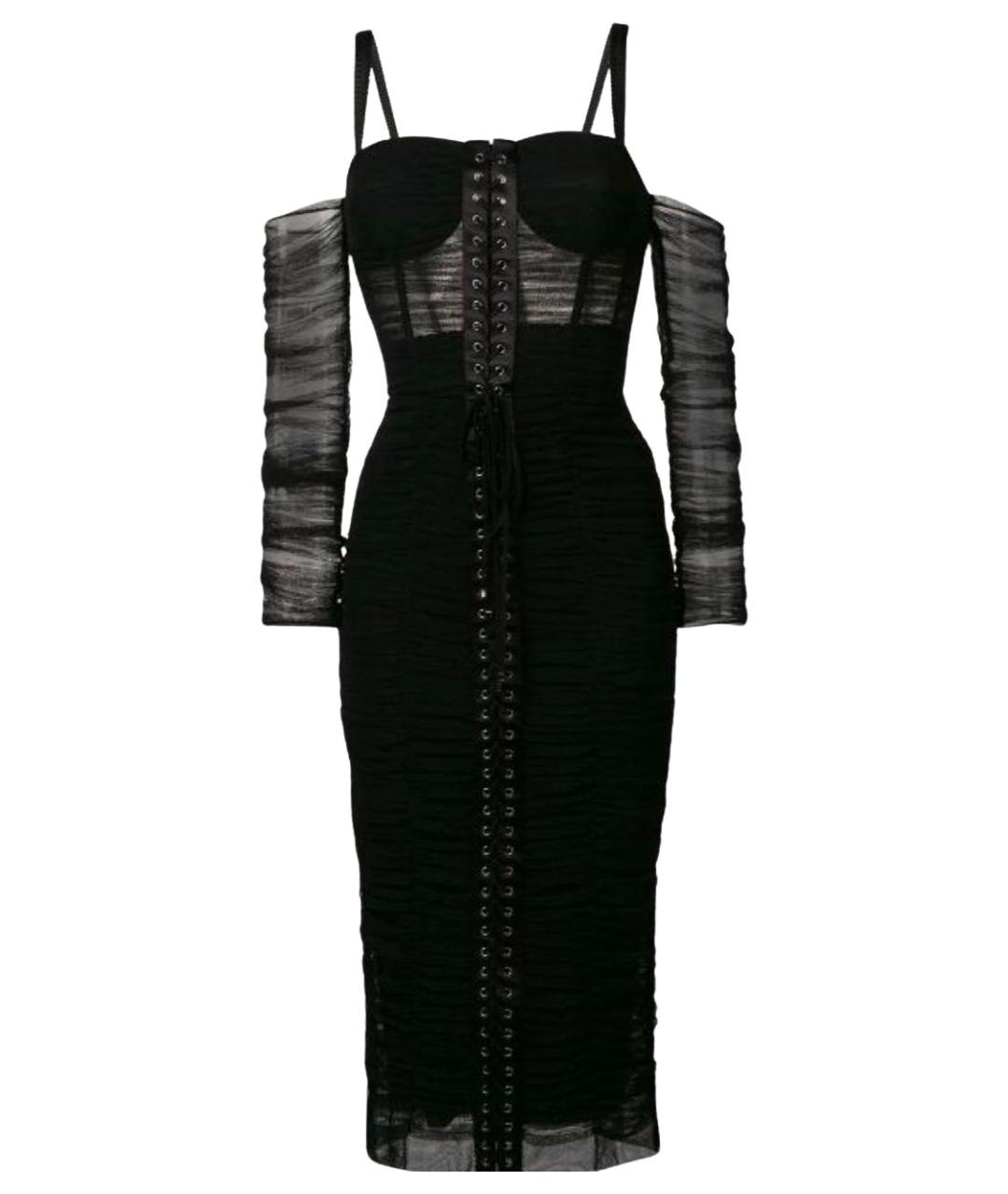 DOLCE&GABBANA Черное сетчатое вечернее платье, фото 5
