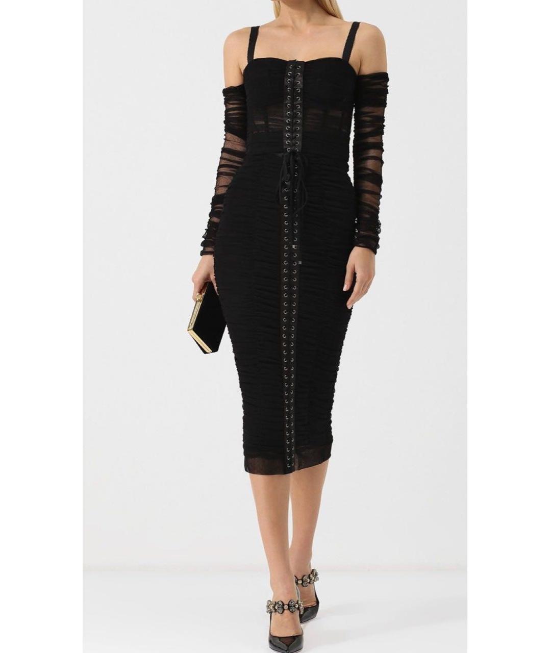 DOLCE&GABBANA Черное сетчатое вечернее платье, фото 3