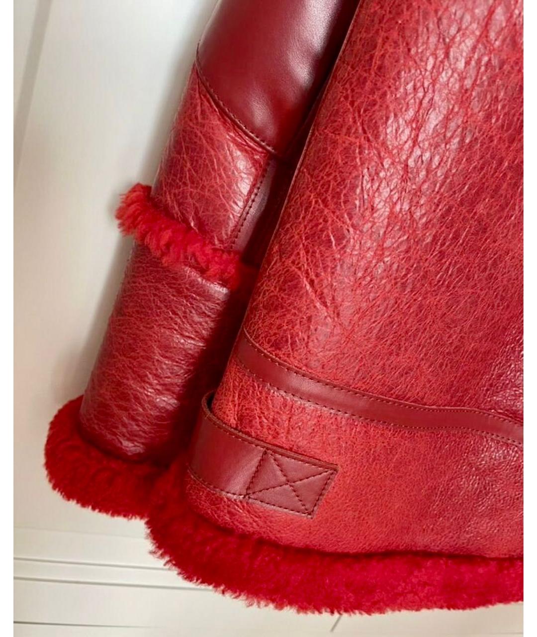 BALENCIAGA Красная кожаная дубленка, фото 3