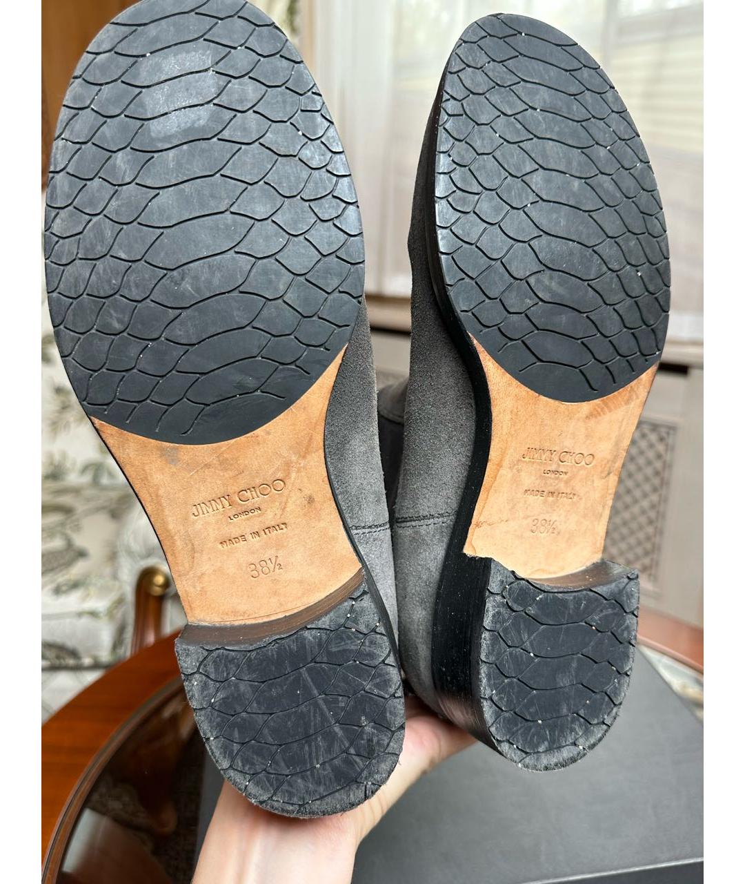 JIMMY CHOO Антрацитовые замшевые полусапоги, фото 5