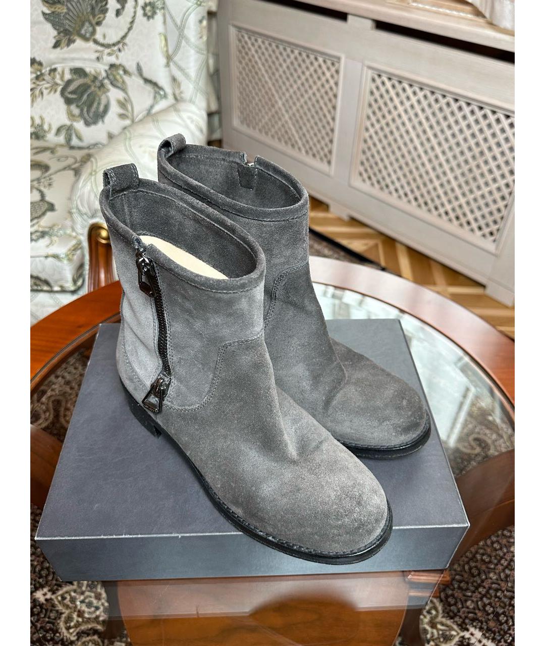 JIMMY CHOO Антрацитовые замшевые полусапоги, фото 2