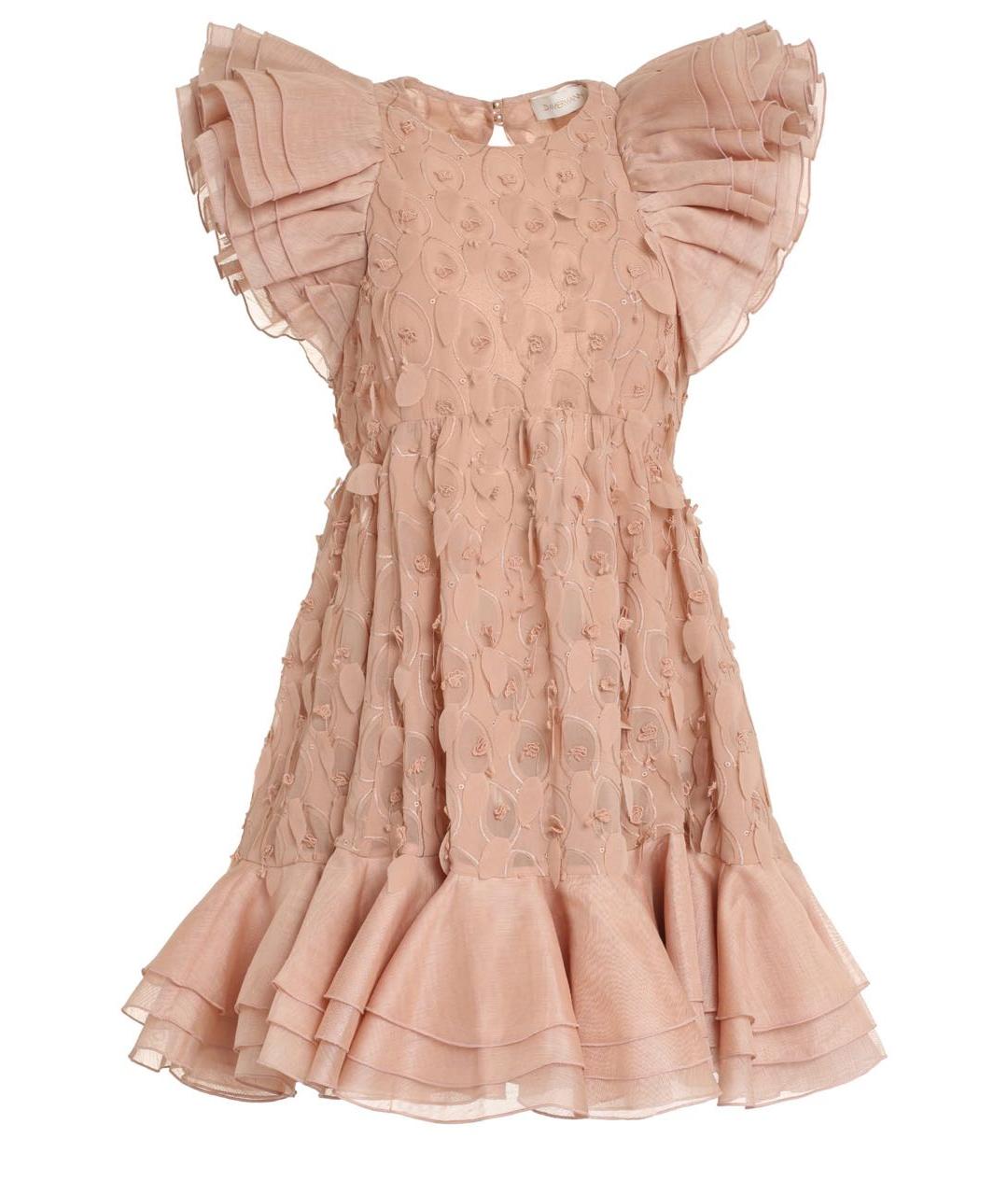 ZIMMERMANN Розовое льняное коктейльное платье, фото 1
