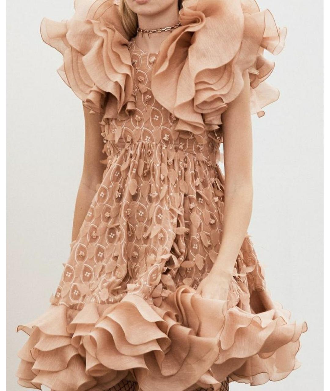 ZIMMERMANN Розовое льняное коктейльное платье, фото 2