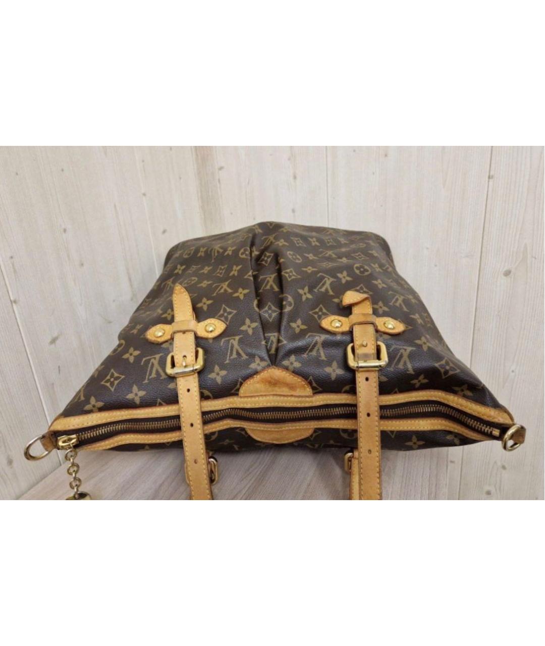 LOUIS VUITTON Коричневая кожаная сумка тоут, фото 3