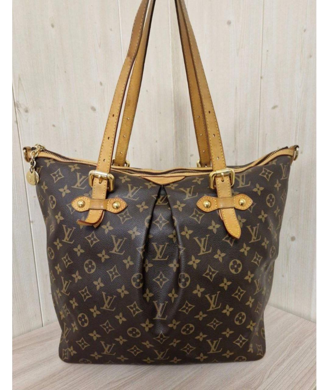 LOUIS VUITTON Коричневая кожаная сумка тоут, фото 9