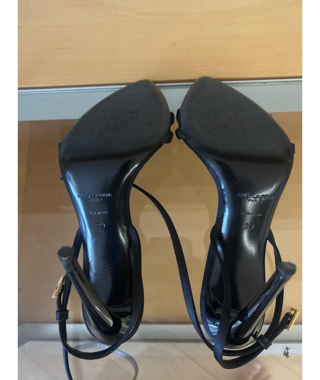 SAINT LAURENT Черные кожаные босоножки, фото 5