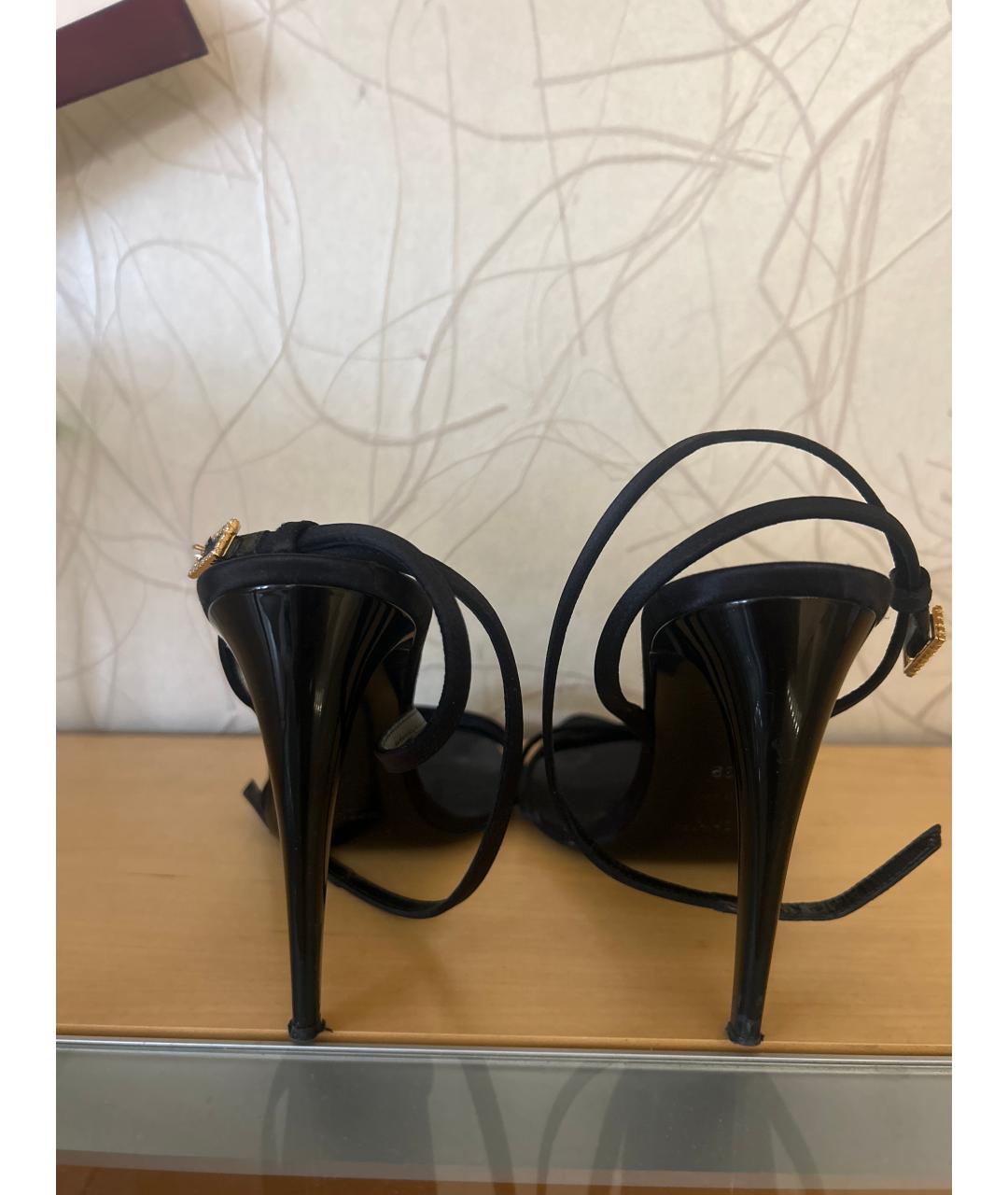 SAINT LAURENT Черные кожаные босоножки, фото 4