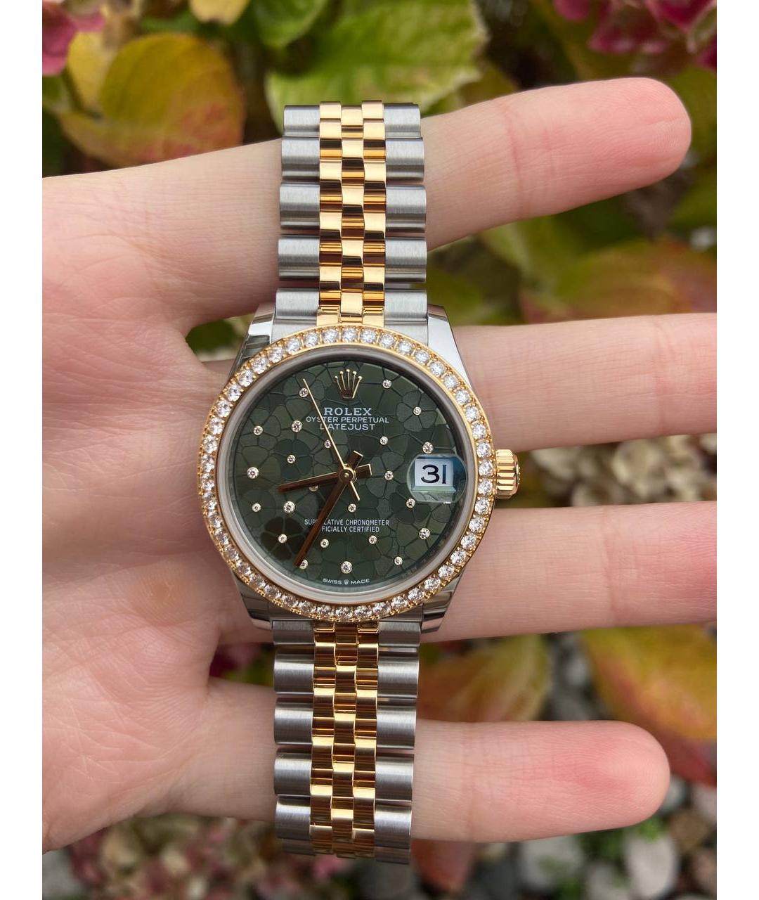 ROLEX Зеленые часы из желтого золота, фото 3