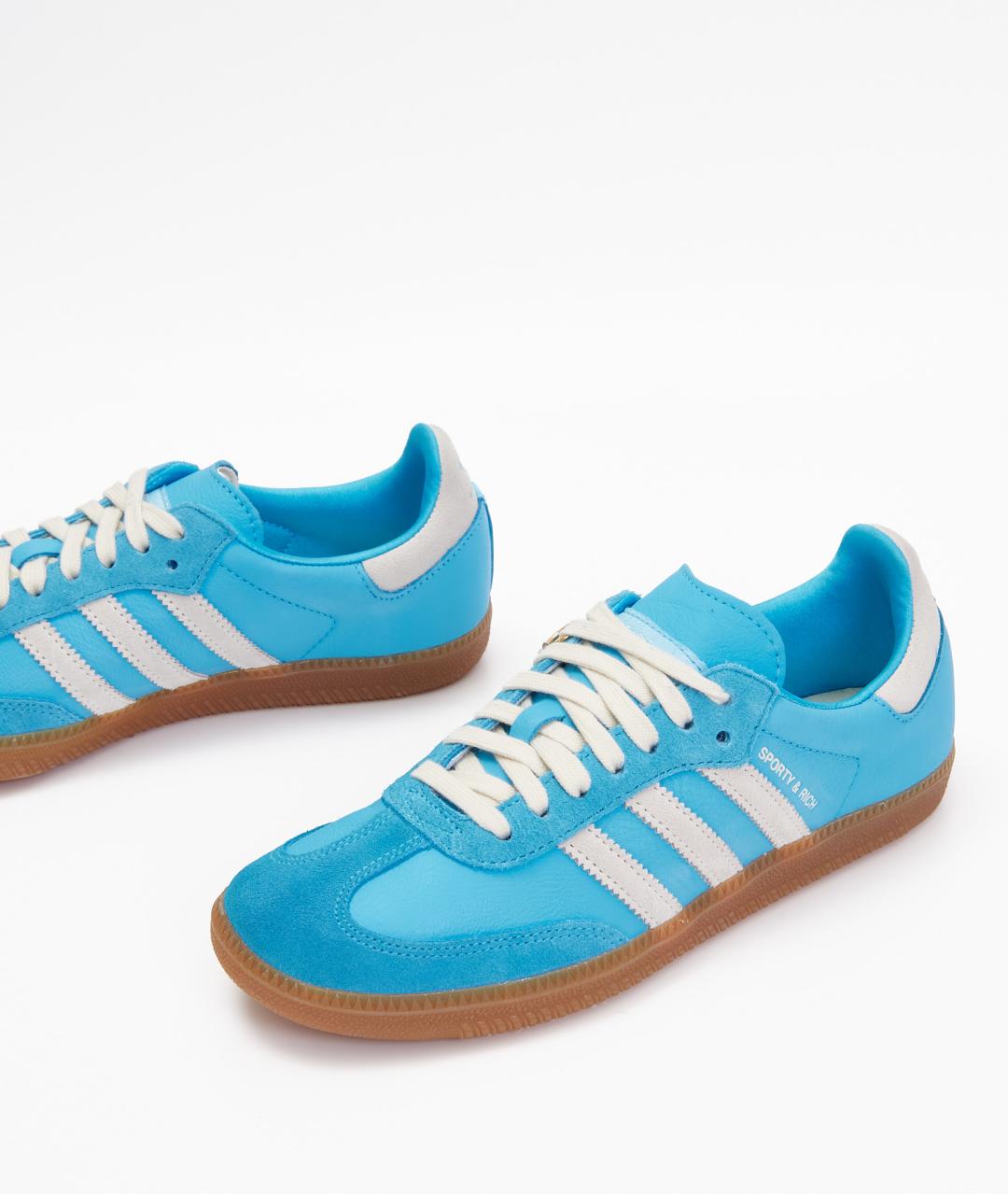 ADIDAS Голубые кожаные кеды, фото 4