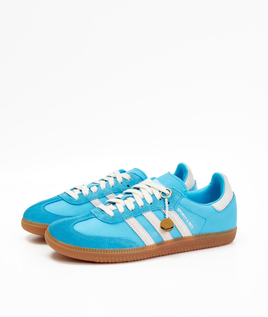 ADIDAS Голубые кожаные кеды, фото 2