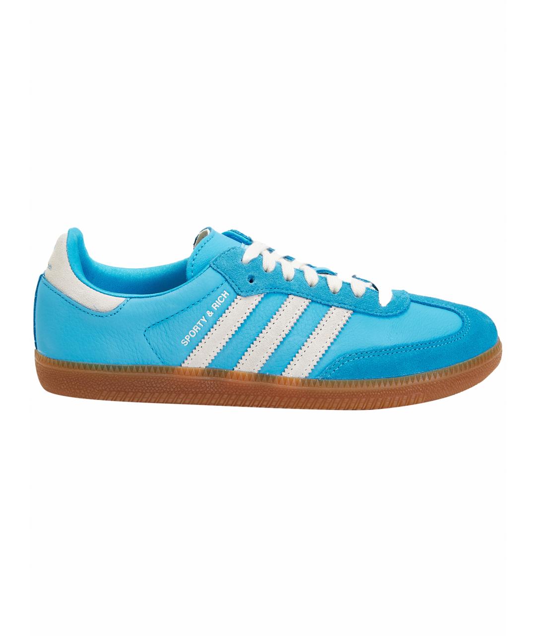 ADIDAS Голубые кожаные кеды, фото 1
