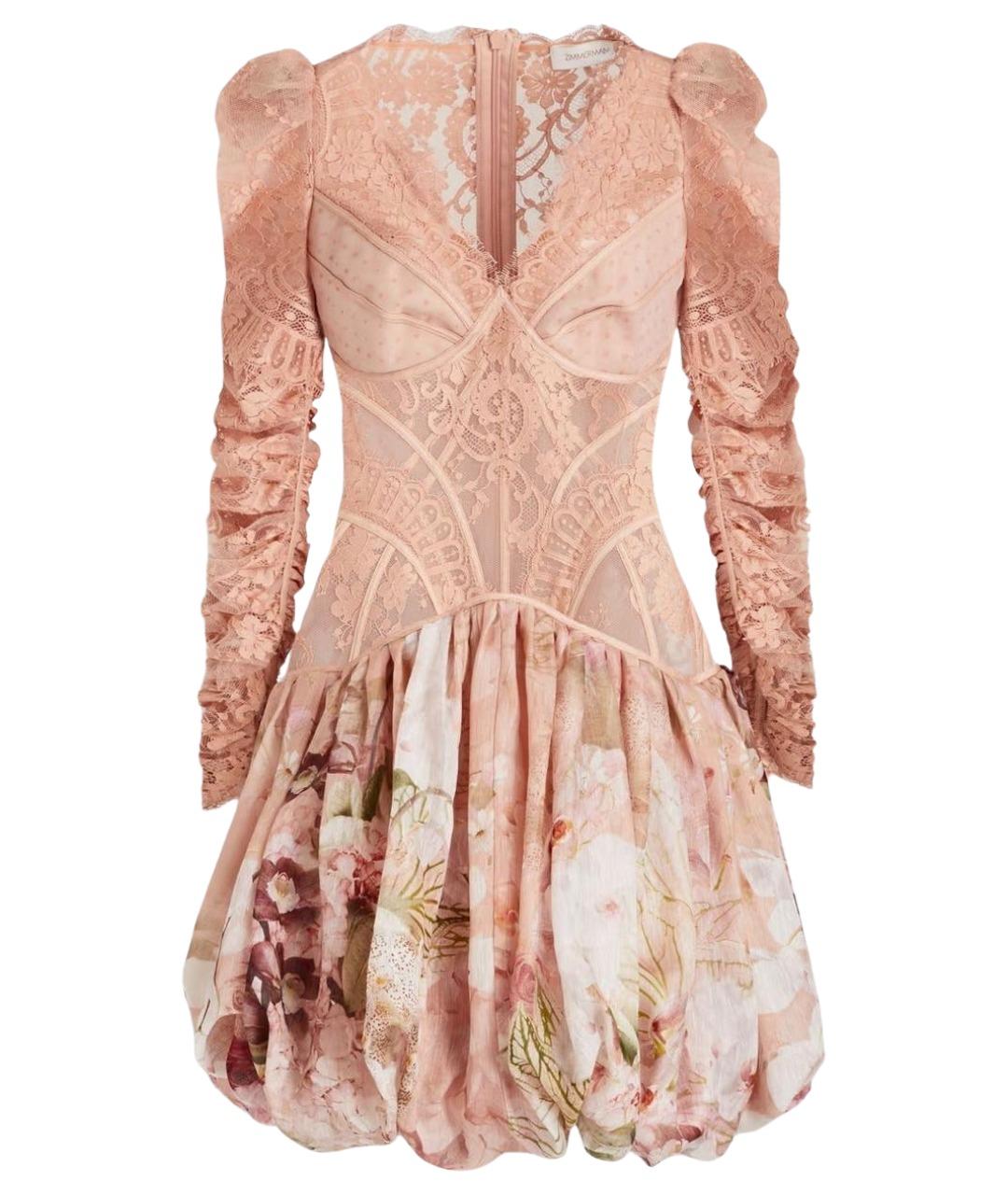ZIMMERMANN Бежевое льняное коктейльное платье, фото 1