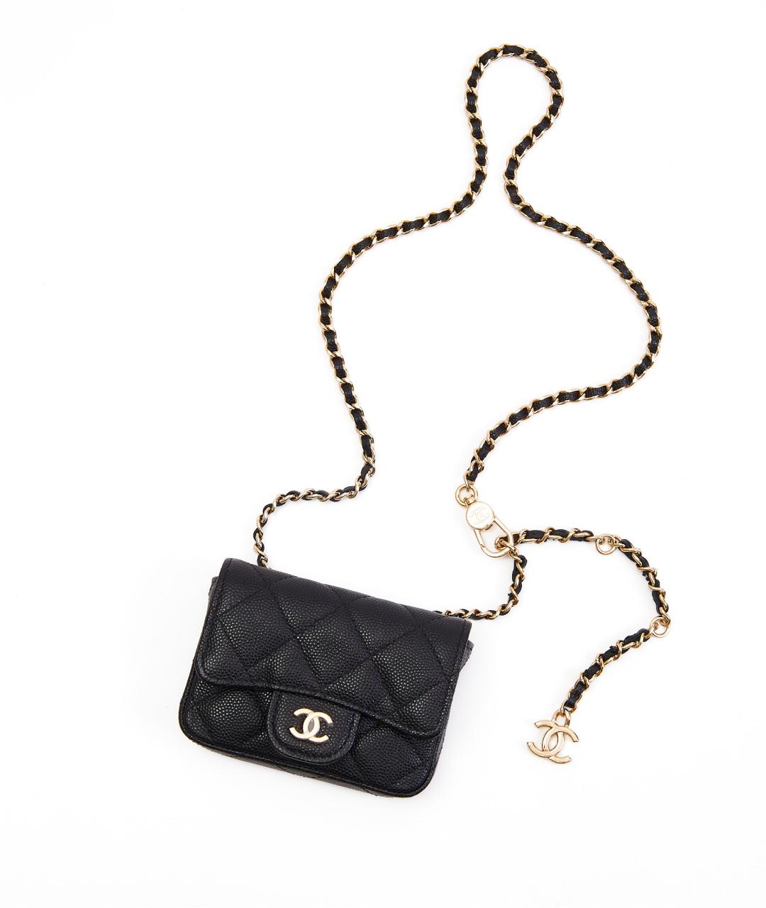 CHANEL Черная кожаная поясная сумка, фото 4