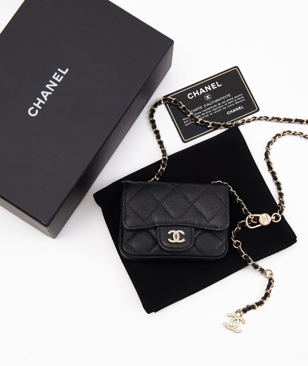 CHANEL Черная кожаная поясная сумка, фото 6