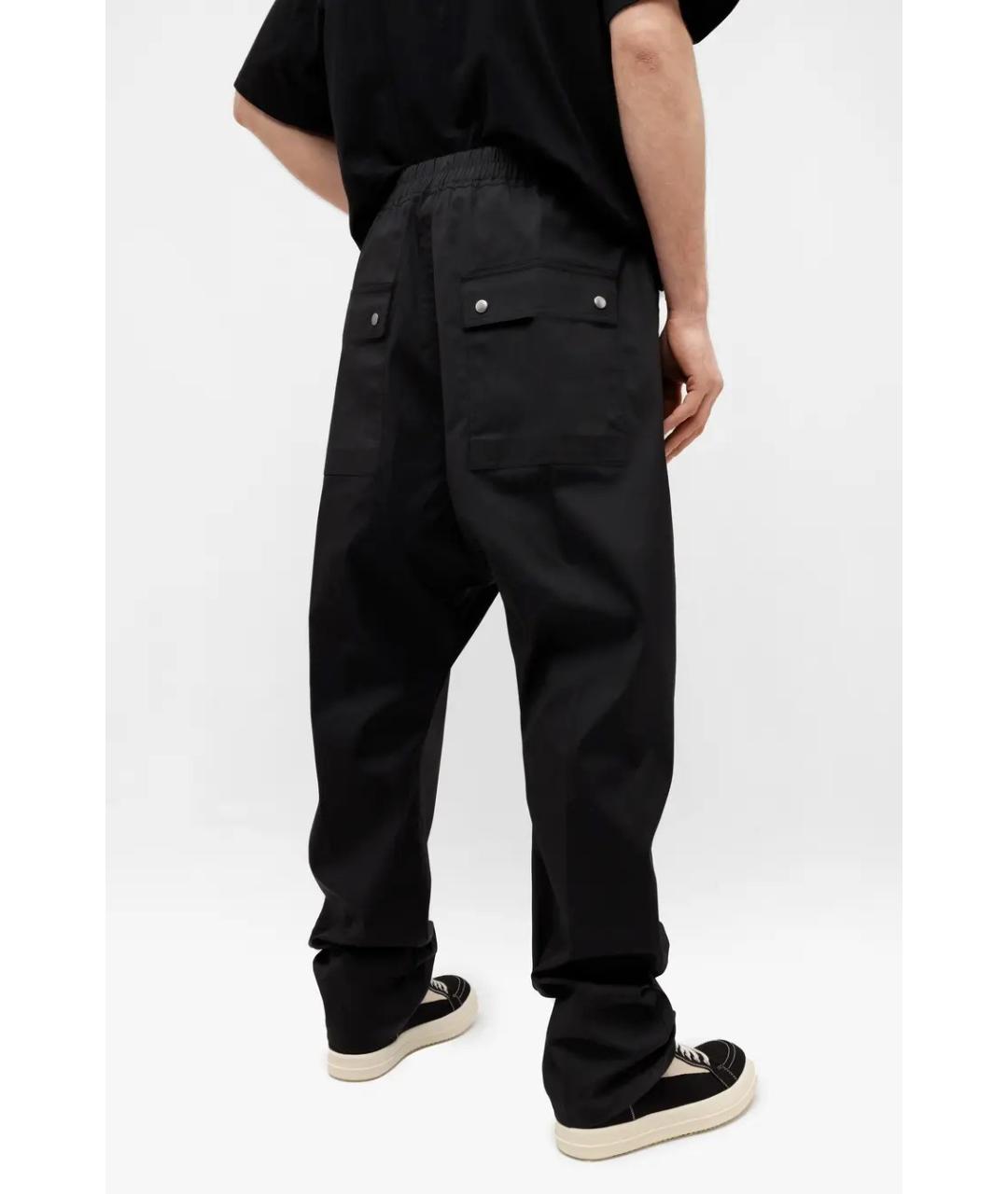RICK OWENS Черные хлопковые повседневные брюки, фото 5
