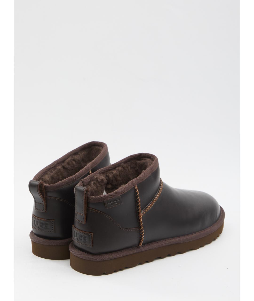 UGG AUSTRALIA Коричневые кожаные низкие ботинки, фото 3