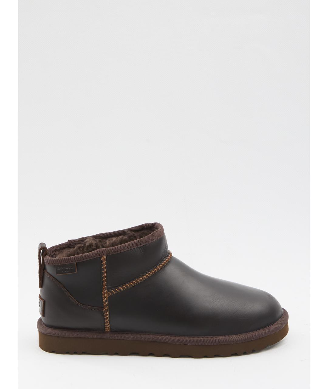 UGG AUSTRALIA Коричневые кожаные низкие ботинки, фото 6