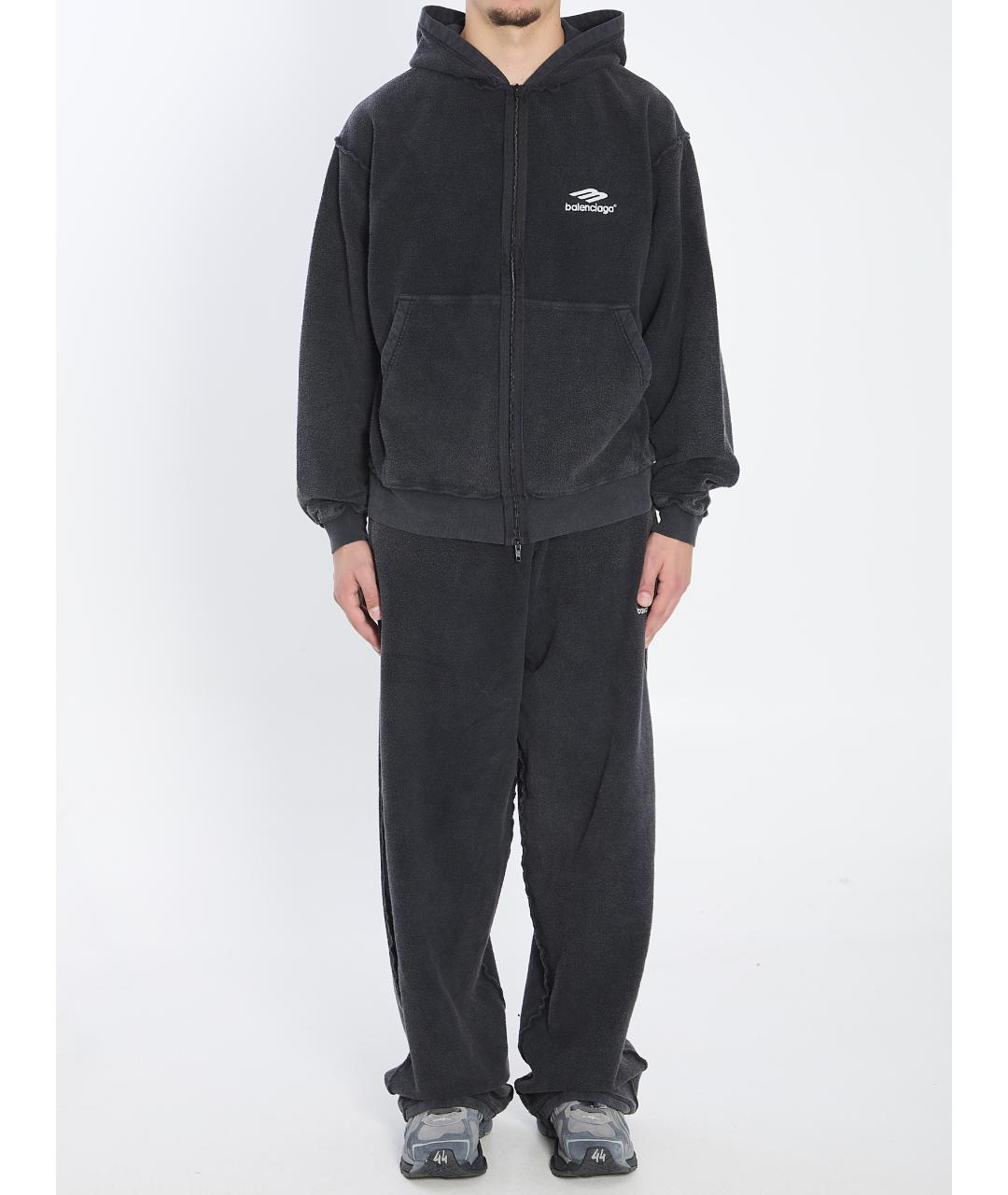 BALENCIAGA Антрацитовые хлопковые повседневные брюки, фото 6