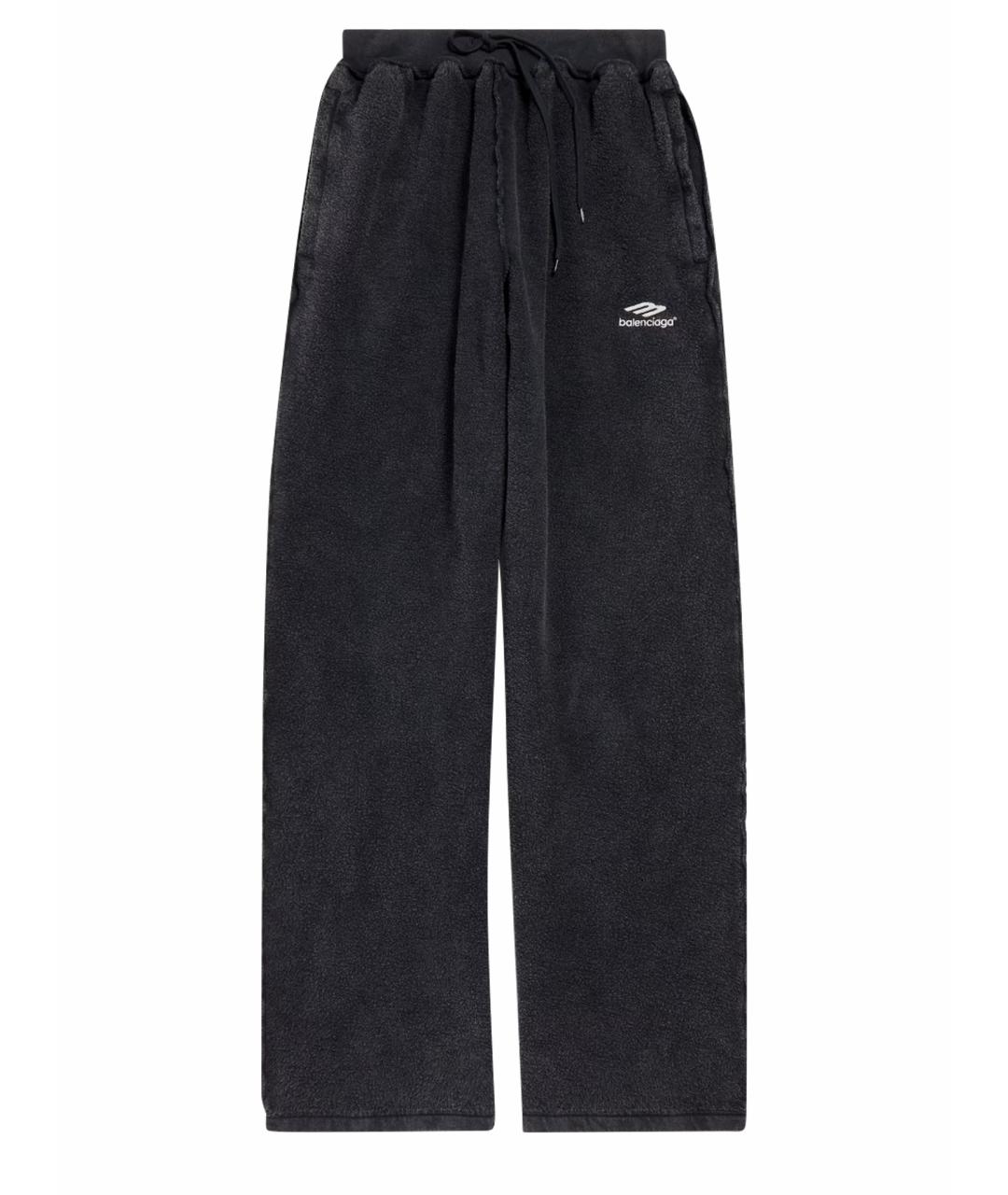 BALENCIAGA Антрацитовые хлопковые повседневные брюки, фото 1