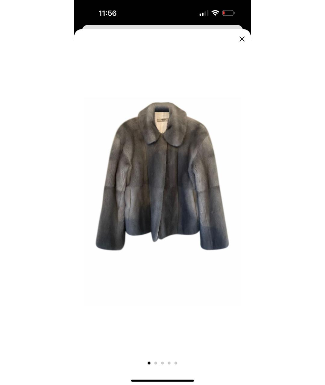 PRADA Серая меховая шуба, фото 5