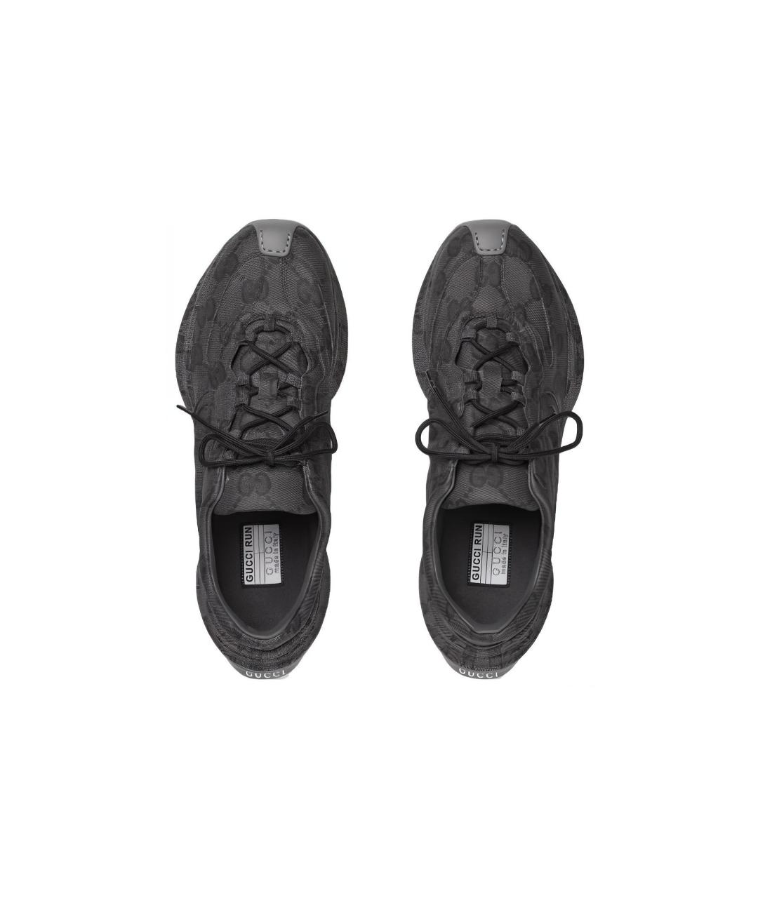 GUCCI Черные кожаные низкие кроссовки / кеды, фото 3