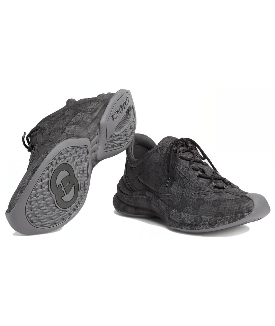 GUCCI Черные кожаные низкие кроссовки / кеды, фото 5