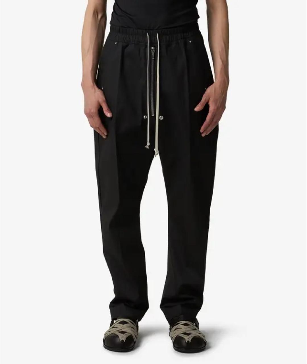 RICK OWENS Черные хлопковые брюки широкие, фото 9