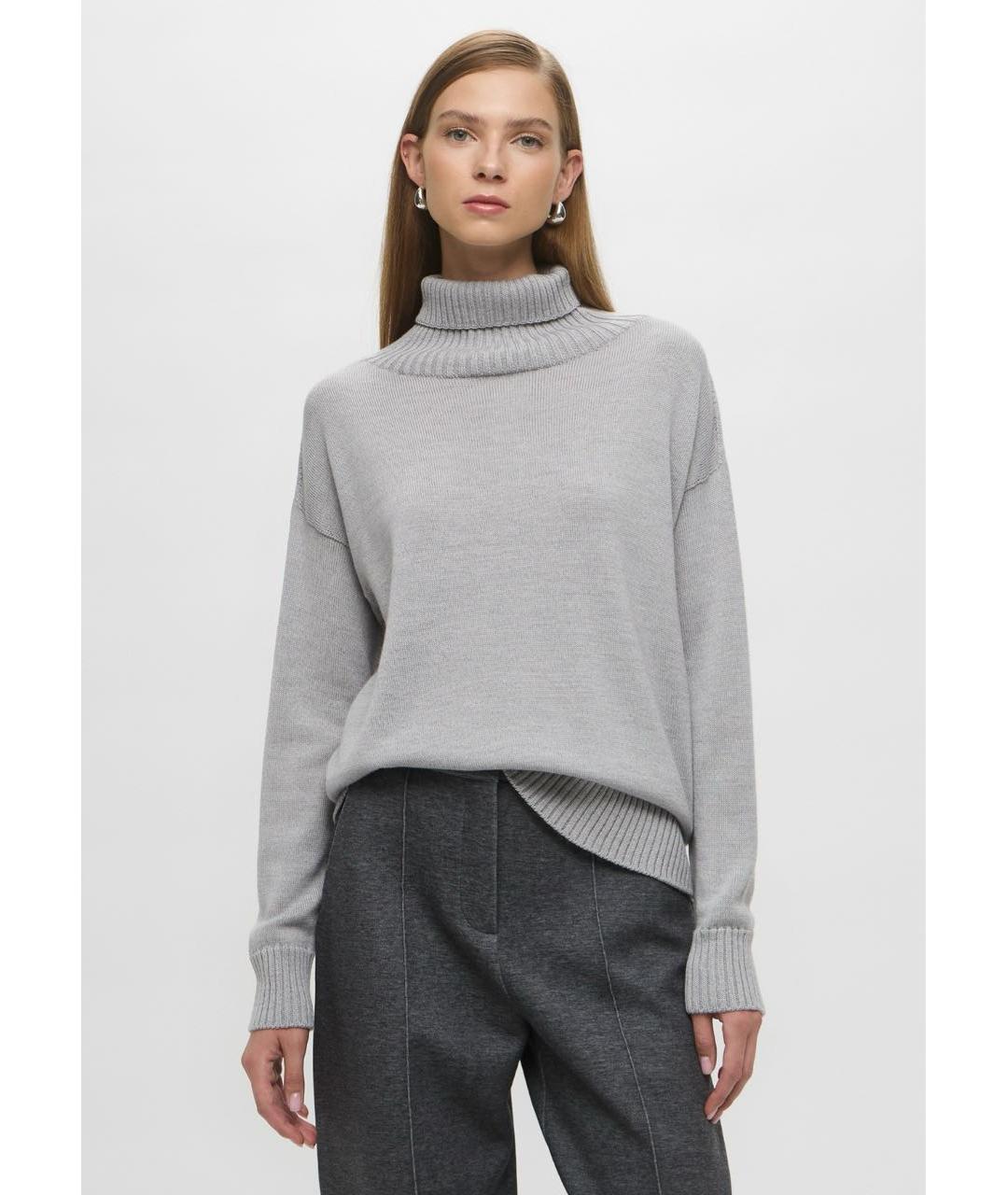MAX MARA Серый шерстяной джемпер / свитер, фото 8