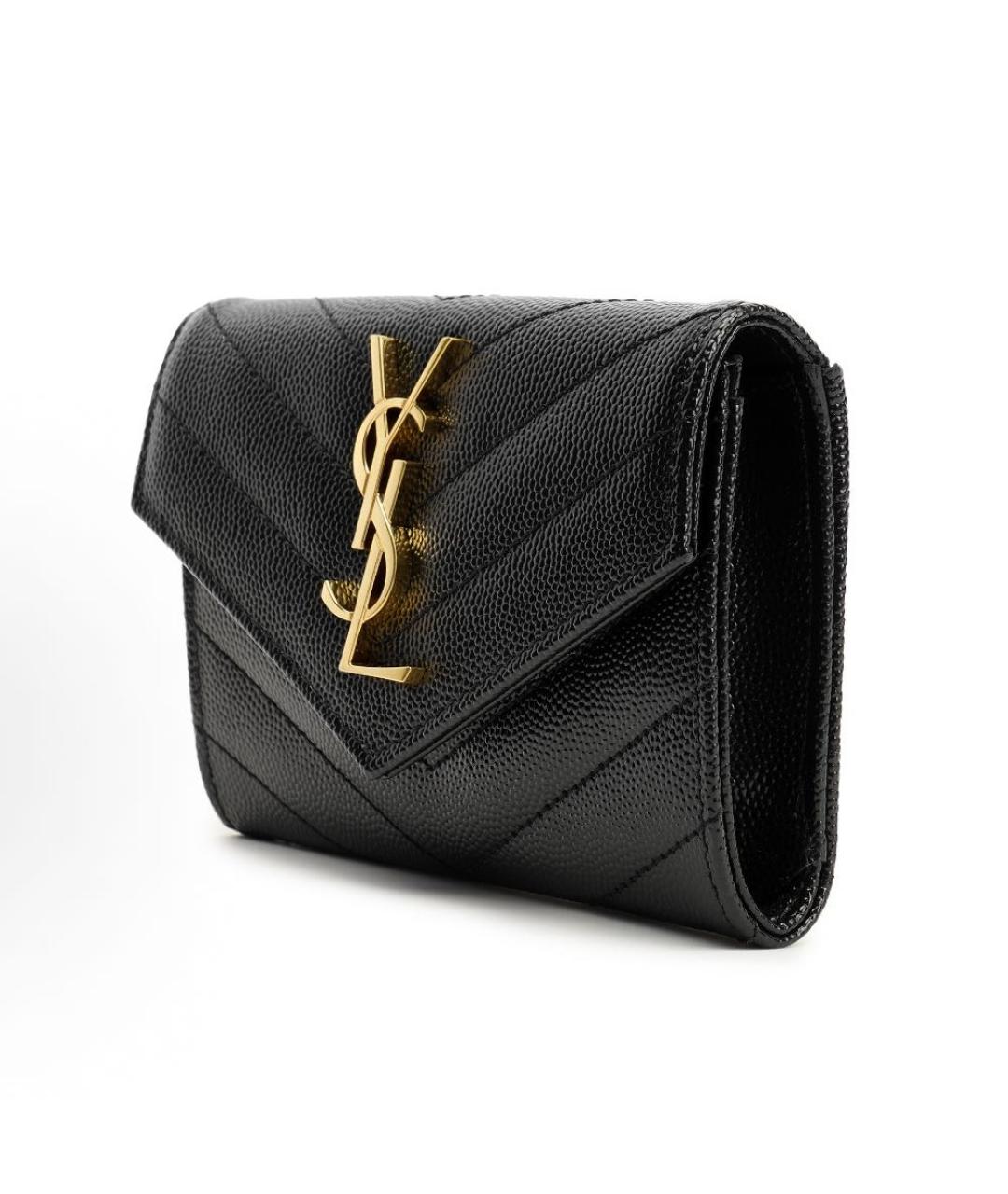 SAINT LAURENT Черный кожаный кошелек, фото 2