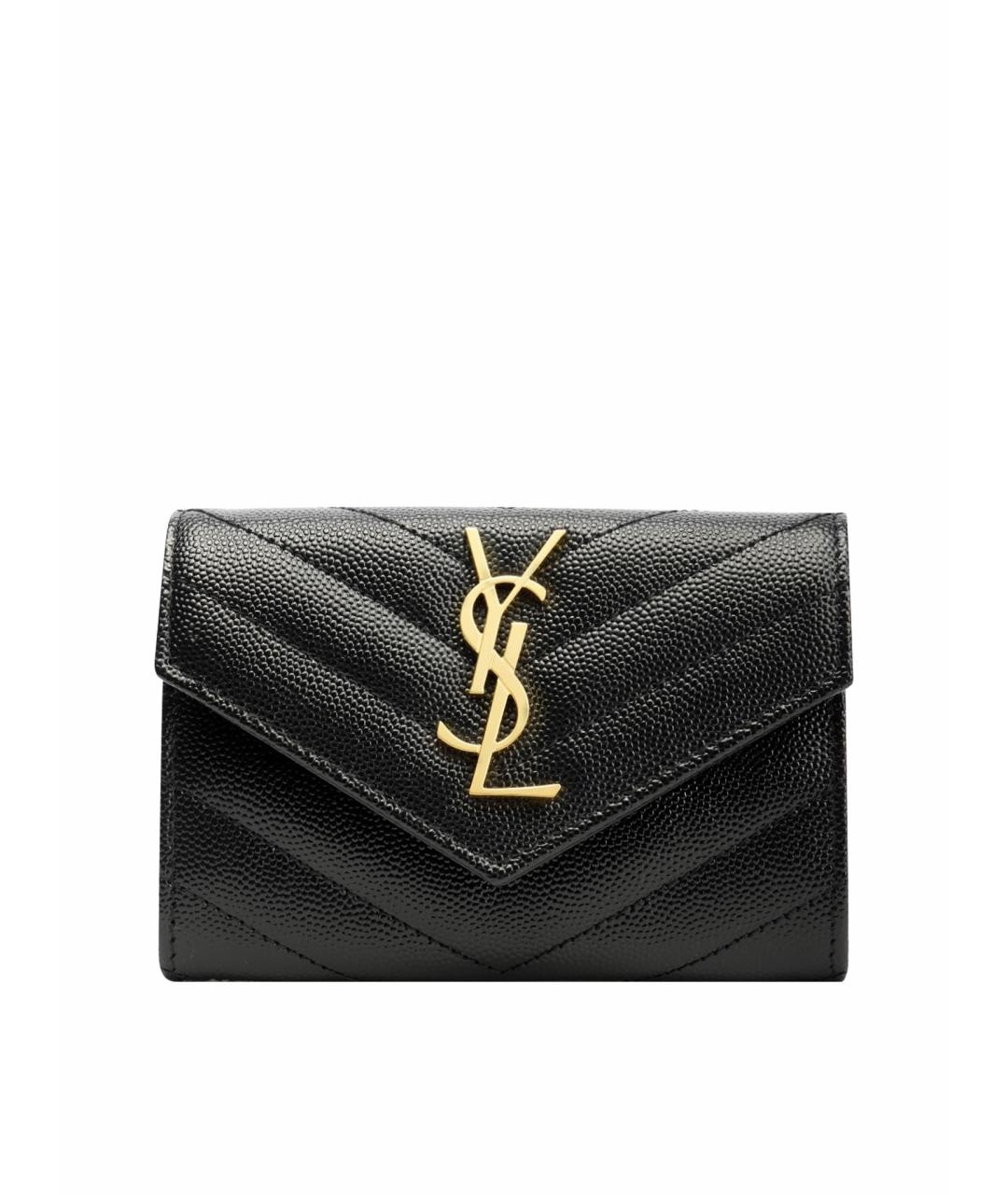 SAINT LAURENT Черный кожаный кошелек, фото 1