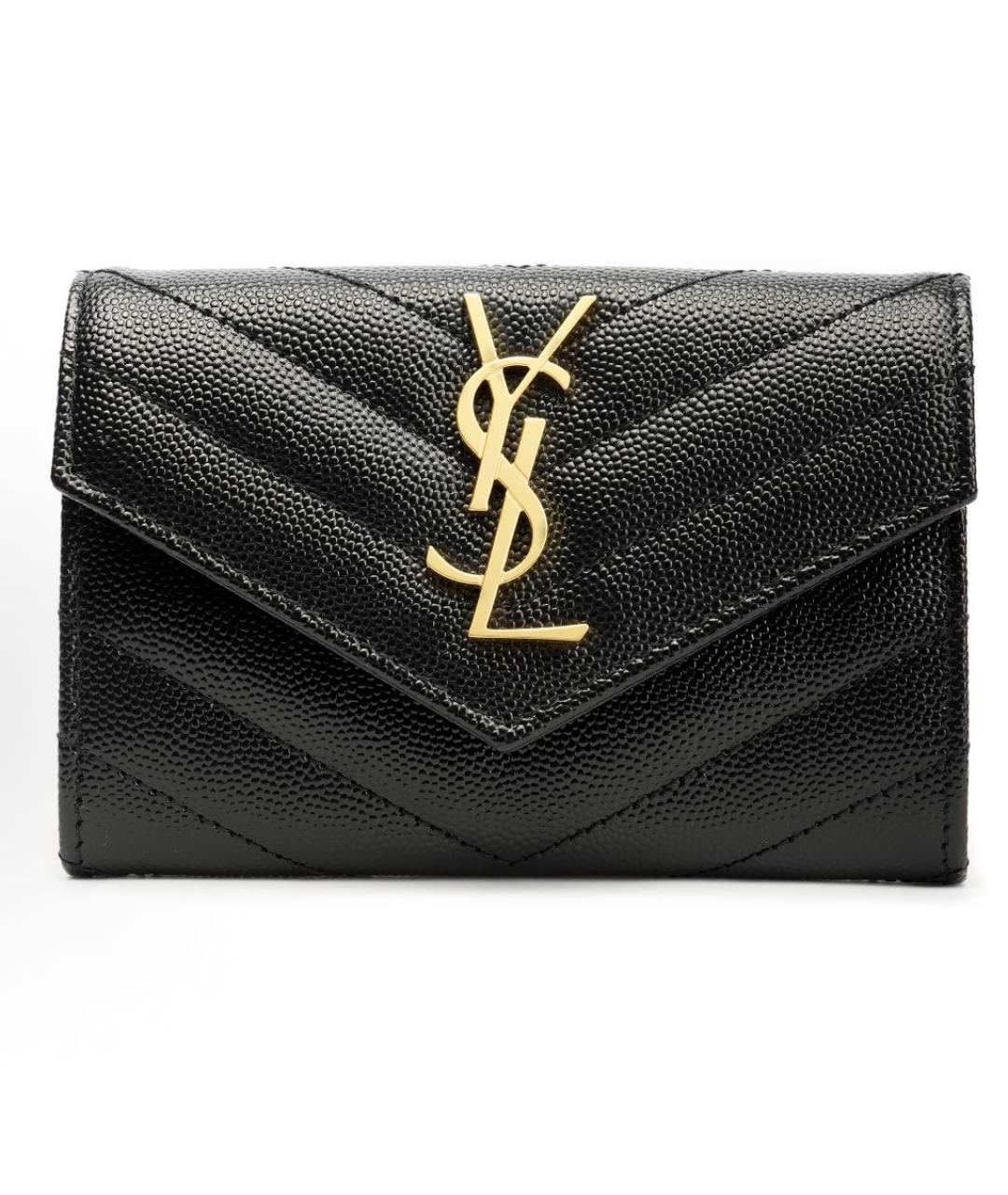 SAINT LAURENT Черный кожаный кошелек, фото 5