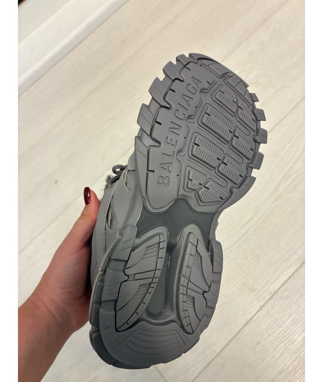 BALENCIAGA Серые кожаные кроссовки, фото 5