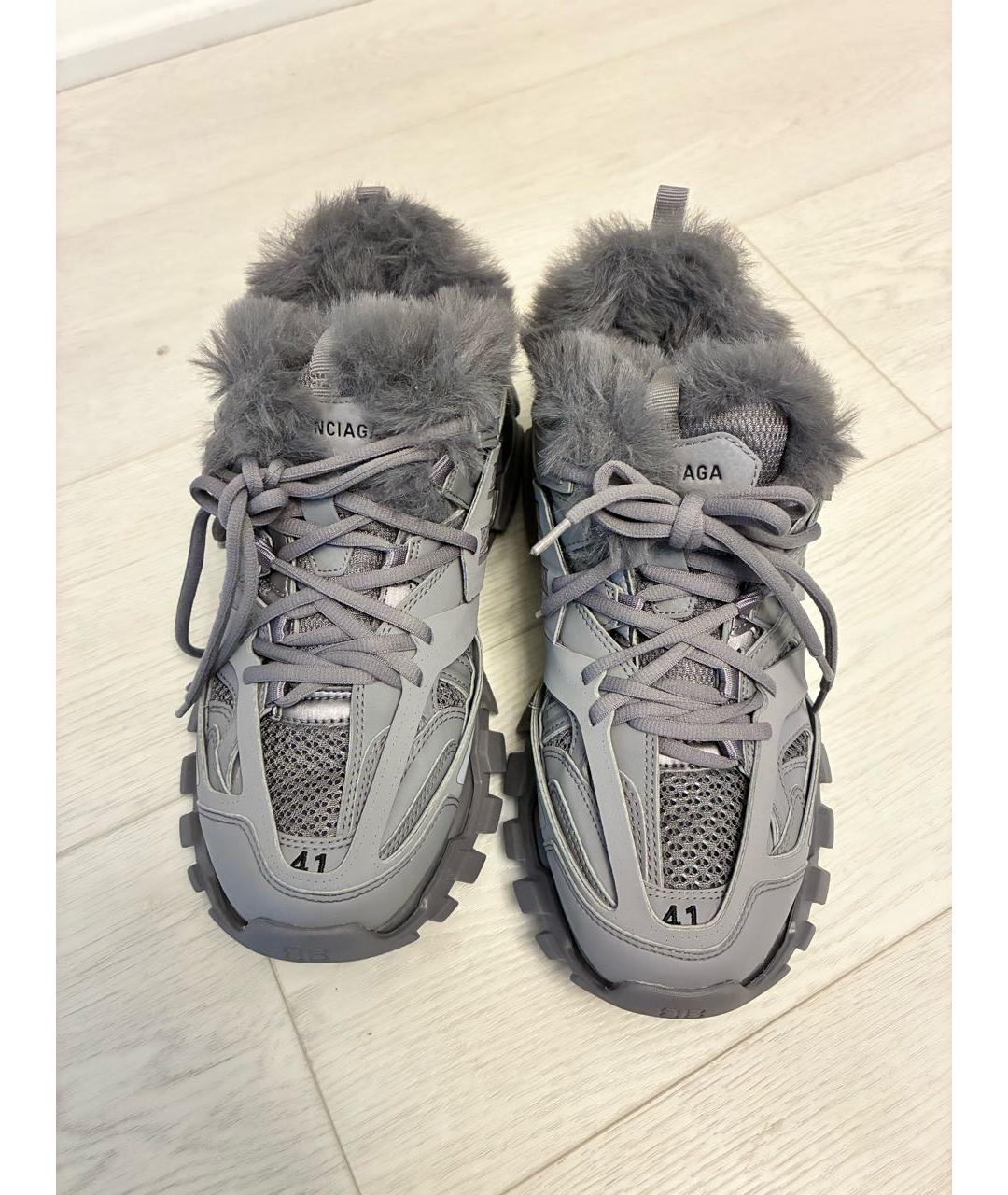 BALENCIAGA Серые кожаные кроссовки, фото 3