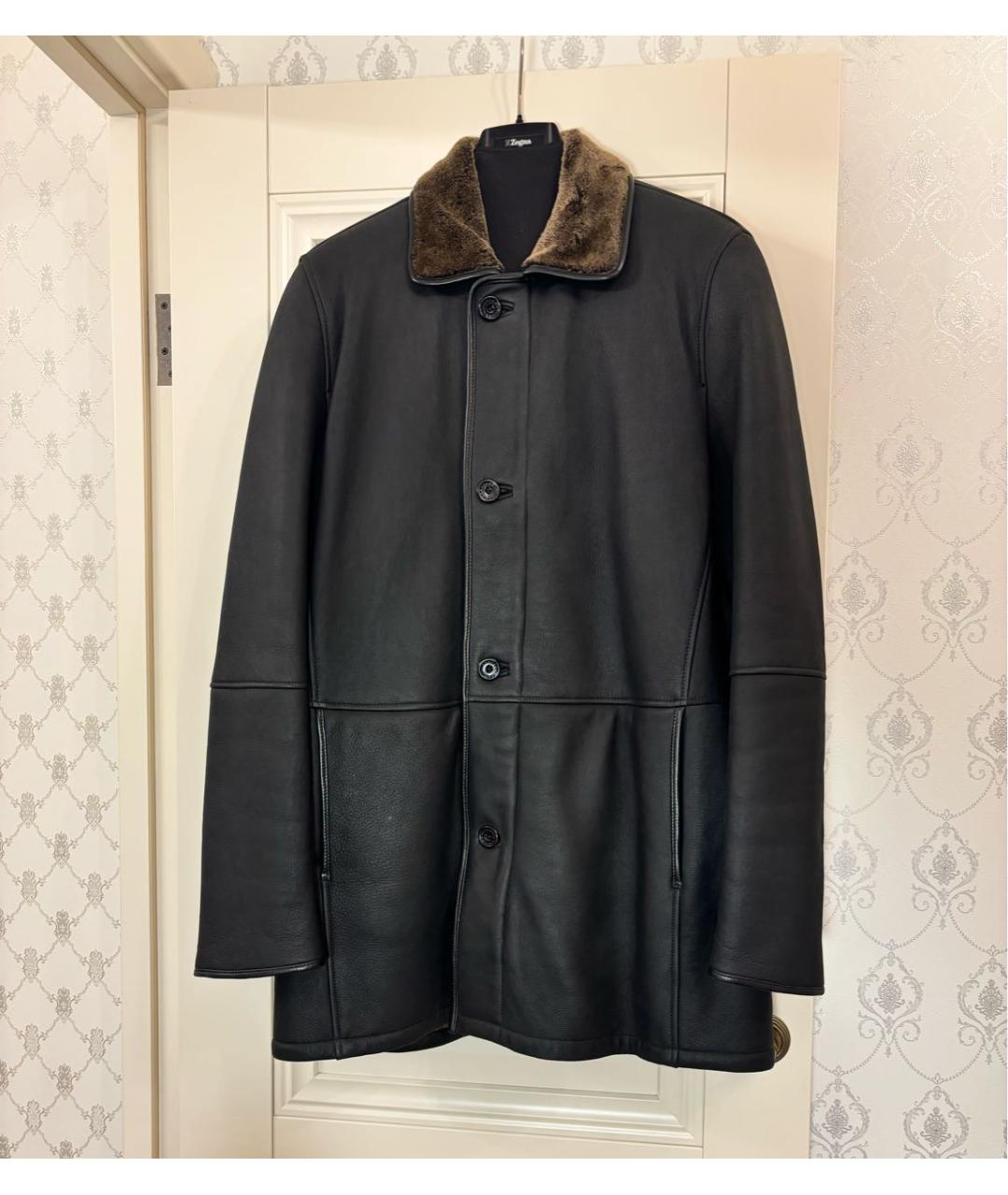 ZEGNA Антрацитовая кожаная дубленка/шуба, фото 5