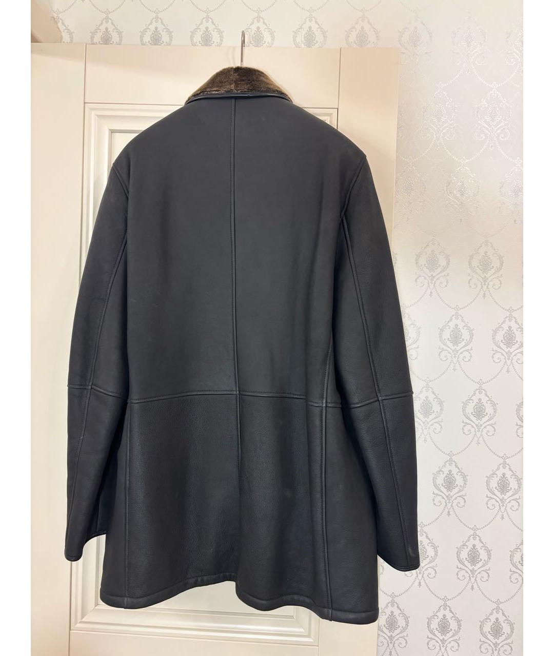 ZEGNA Антрацитовая кожаная дубленка/шуба, фото 2