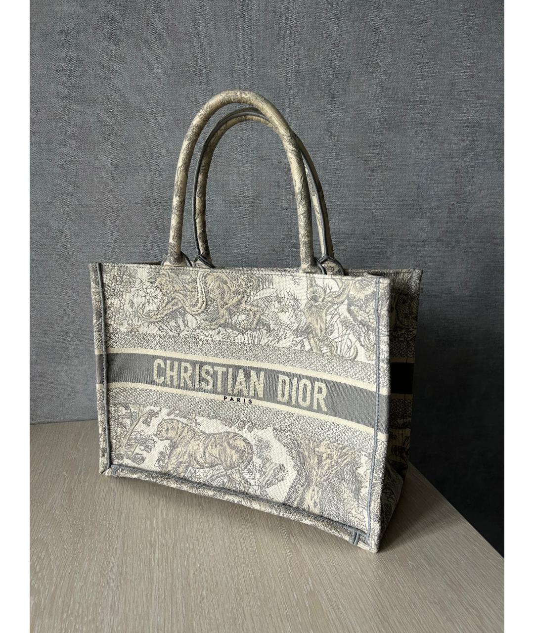 CHRISTIAN DIOR Серая жаккардовая сумка тоут, фото 2