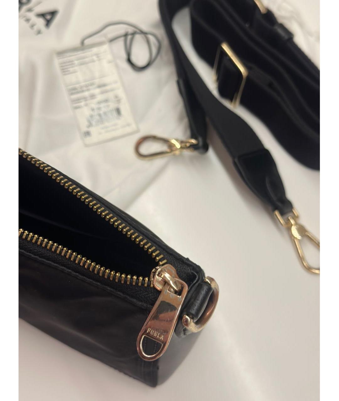 FURLA Черная кожаная сумка через плечо, фото 6