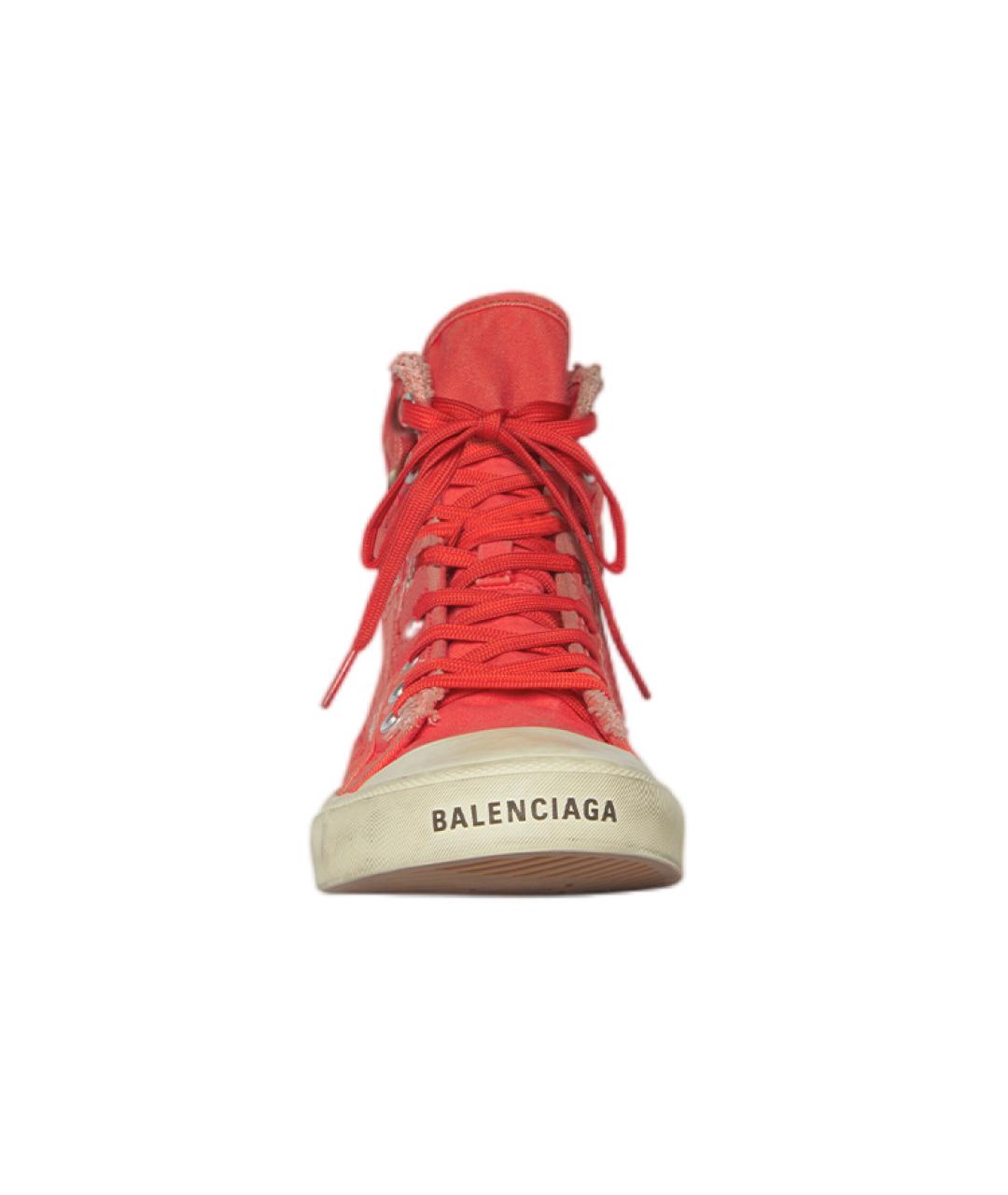 BALENCIAGA Красные текстильные высокие кроссовки / кеды, фото 2