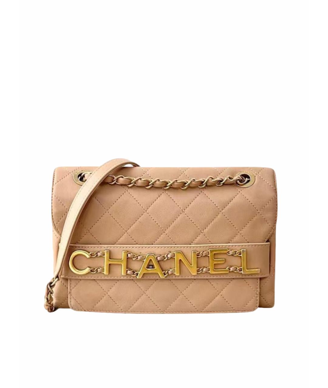 CHANEL Бежевая кожаная сумка через плечо, фото 1
