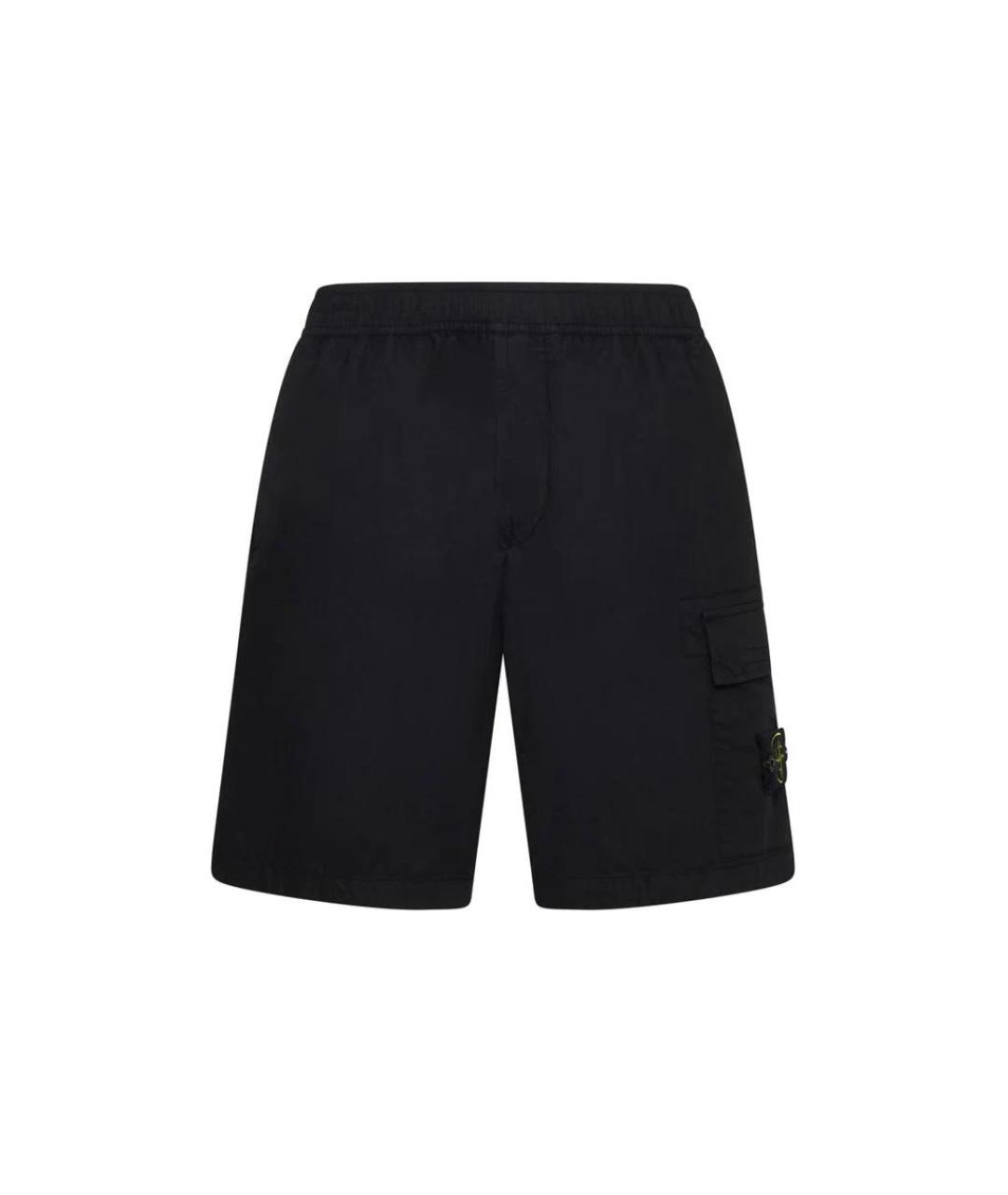 STONE ISLAND Черные хлопковые шорты, фото 1