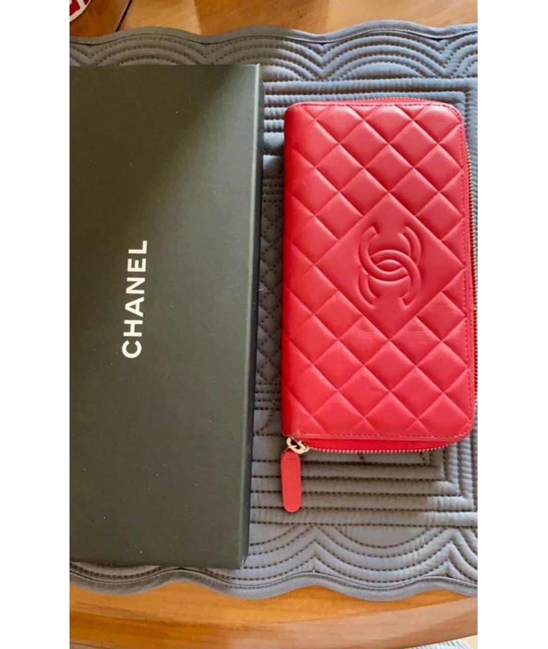 CHANEL Красный кожаный кошелек, фото 6