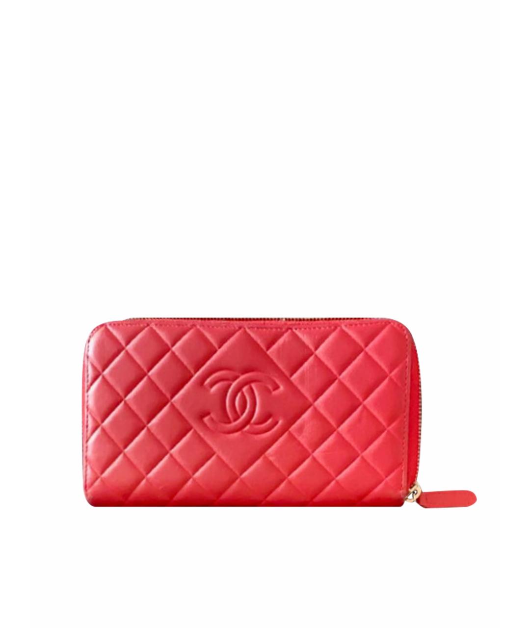 CHANEL Красный кожаный кошелек, фото 1