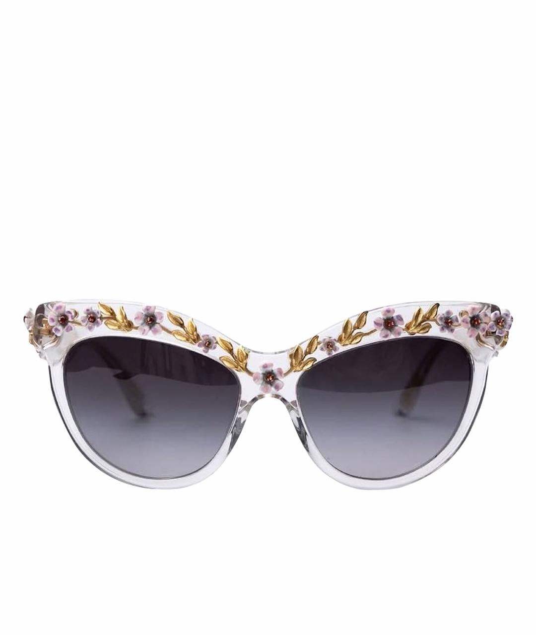 DOLCE&GABBANA Серебряные пластиковые солнцезащитные очки, фото 1