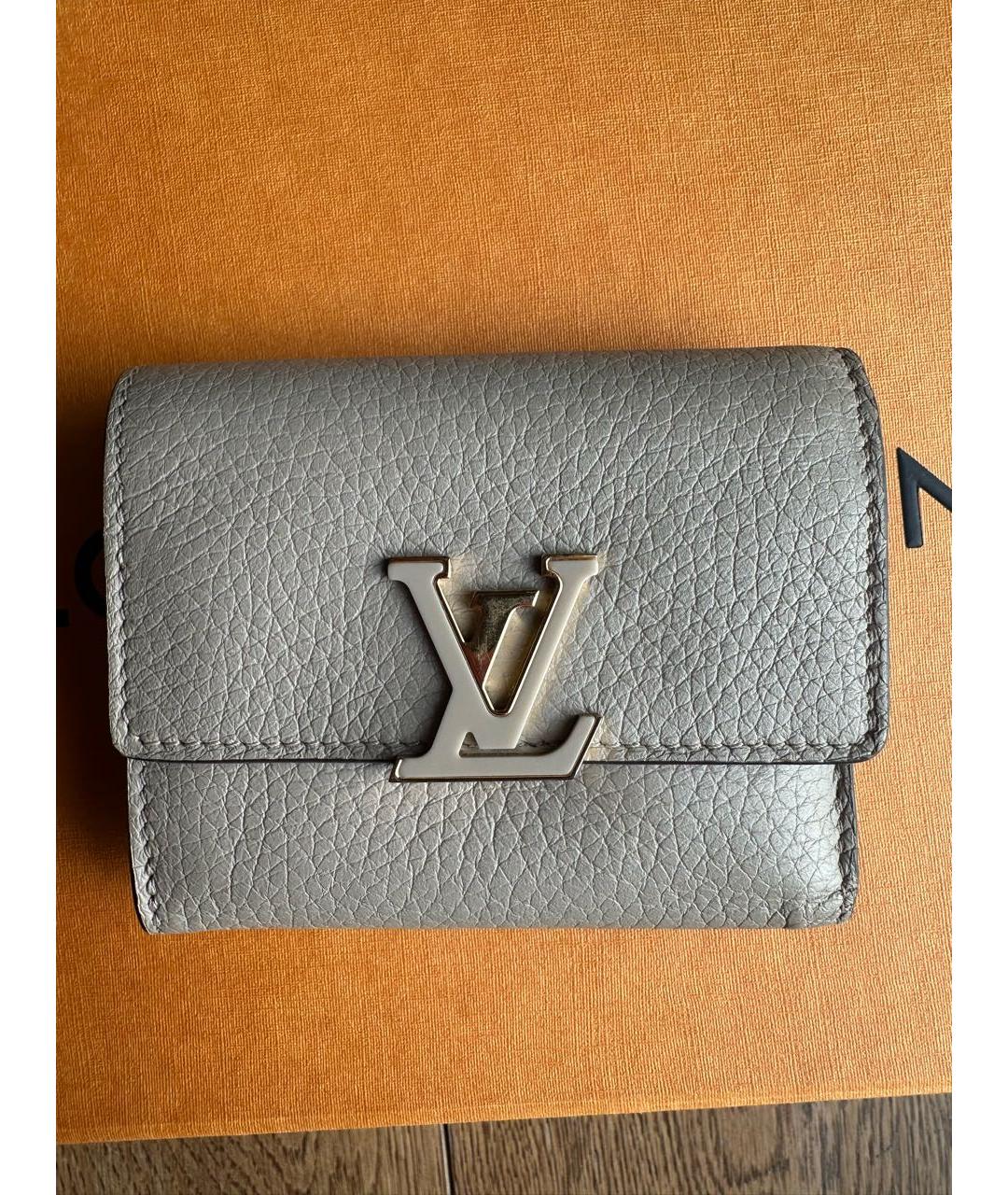 LOUIS VUITTON Бежевый кожаный кошелек, фото 9