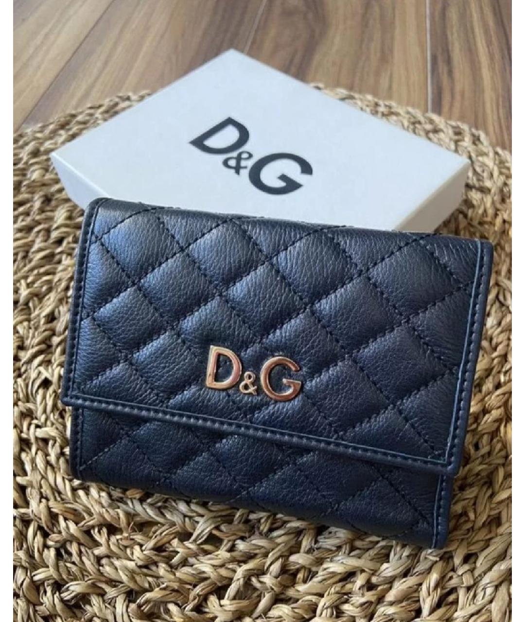 DOLCE&GABBANA Темно-синий кожаный кошелек, фото 2